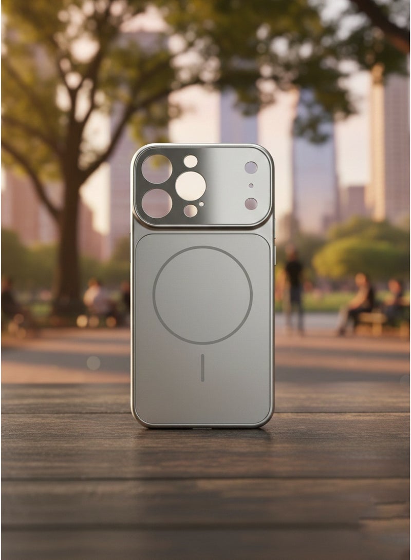 Grace iPhone 17 style converter case - (11 to 16 pro max)Minimalist Matte Silver Magnetic AG Phone Case - Industrial Aesthetic - iPhone MagSafe Series - Image 3